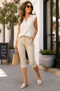 Capri Pants Outfits Summer Ideas For Women