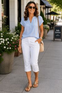 White Capri Pants Outfit Styling Ideas